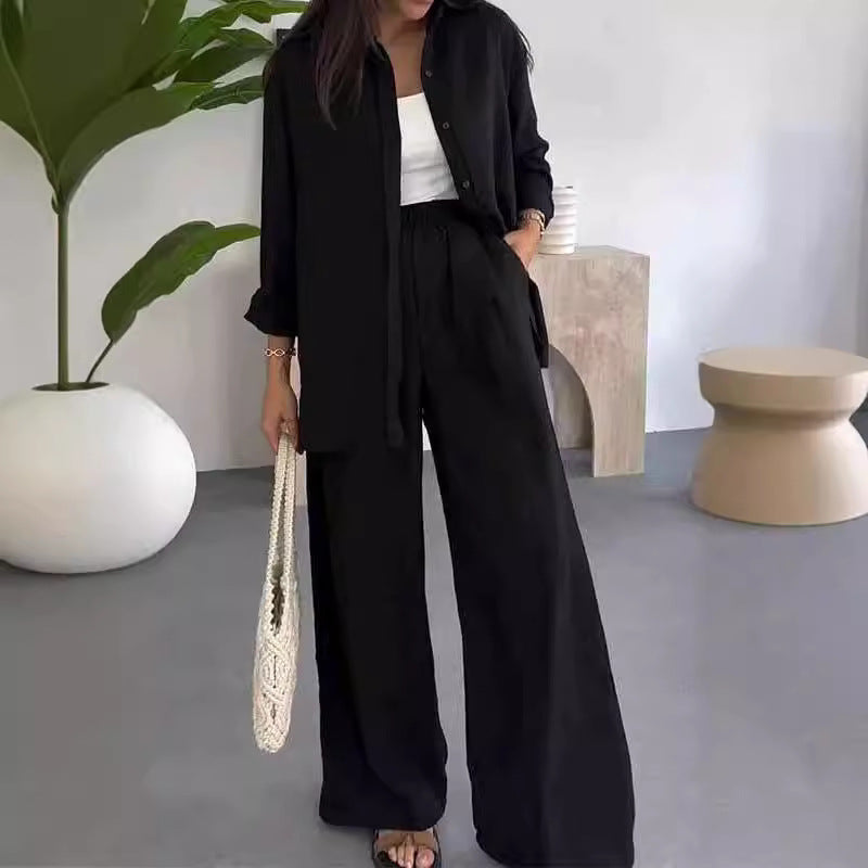 👚 60% DE RÉDUCTION! 🌸 Ensemble Deux Pièces pour Femme – Chemise Ample & Pantalon Large, Look Décontracté & Confortable au Quotidien 💃