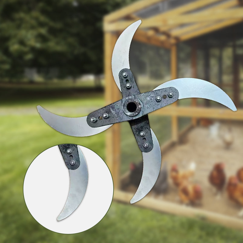 🔪 Lame de coupe 4 lames pour déchiqueteuse d’herbe – Diamètre ajustable (25-26 cm), acier anti-rouille, installation universelle ! 🌿🚜