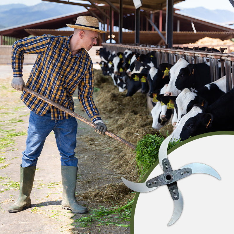 🔪 Lame de coupe 4 lames pour déchiqueteuse d’herbe – Diamètre ajustable (25-26 cm), acier anti-rouille, installation universelle ! 🌿🚜