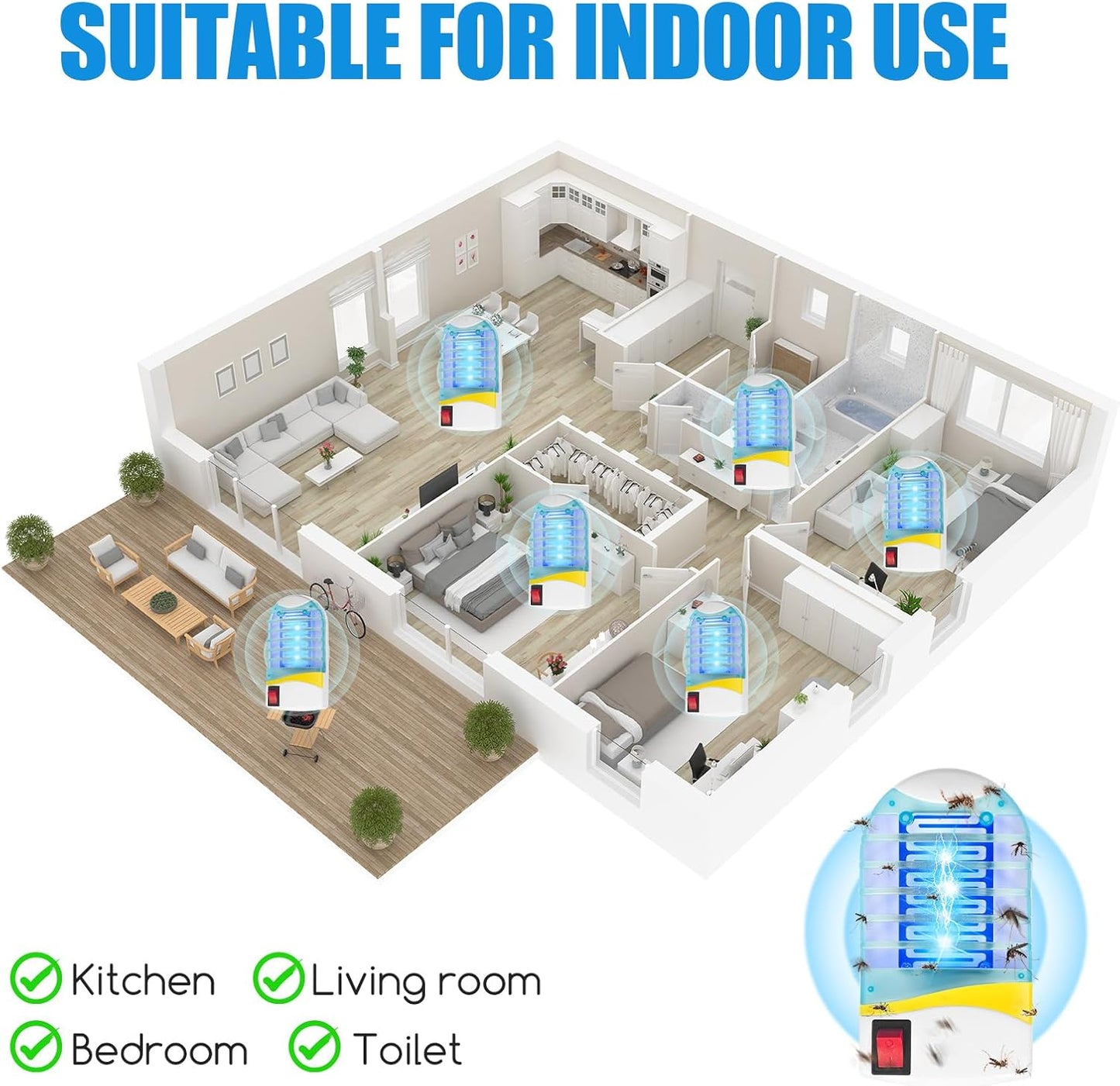 🔥Lampe anti-moustiques domestique à lumière bleue LED