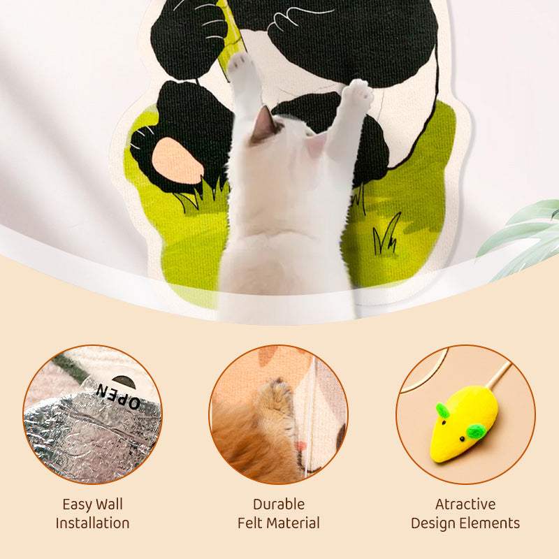 🐱🖼️ Griffoir Murale Sans Perçage – Laine Feltre Durable, Jouets Intégrés & Gain de Place (Idéal pour Chats Griffeurs !)