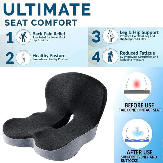📢📢49 % de réduction !! 🎁 Siège antidérapant en mousse à mémoire de forme – Soulagement sciatique, housse respirante & maintien universel ! 🚗🪑