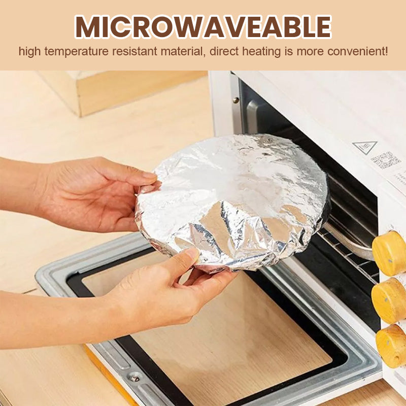 🥘🔥 PROMO -50% ! Couvercle Isolant en Feuille d’Aluminium – Garde les Plats Chauds, Compatible Micro-ondes & Réutilisable