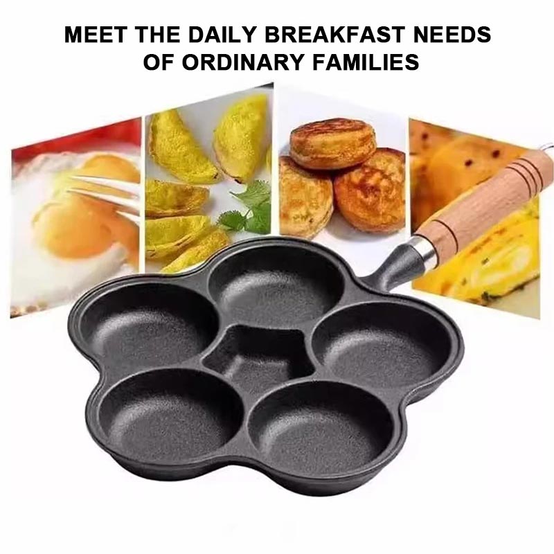 Poêle à œufs antiadhésive en fonte de 4/5 tasses