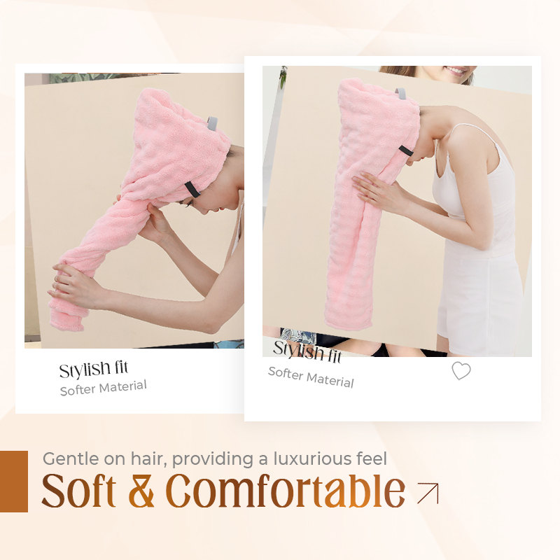 🛁 Grande serviette pour cheveux avec bande élastique sécurisée pour femmes