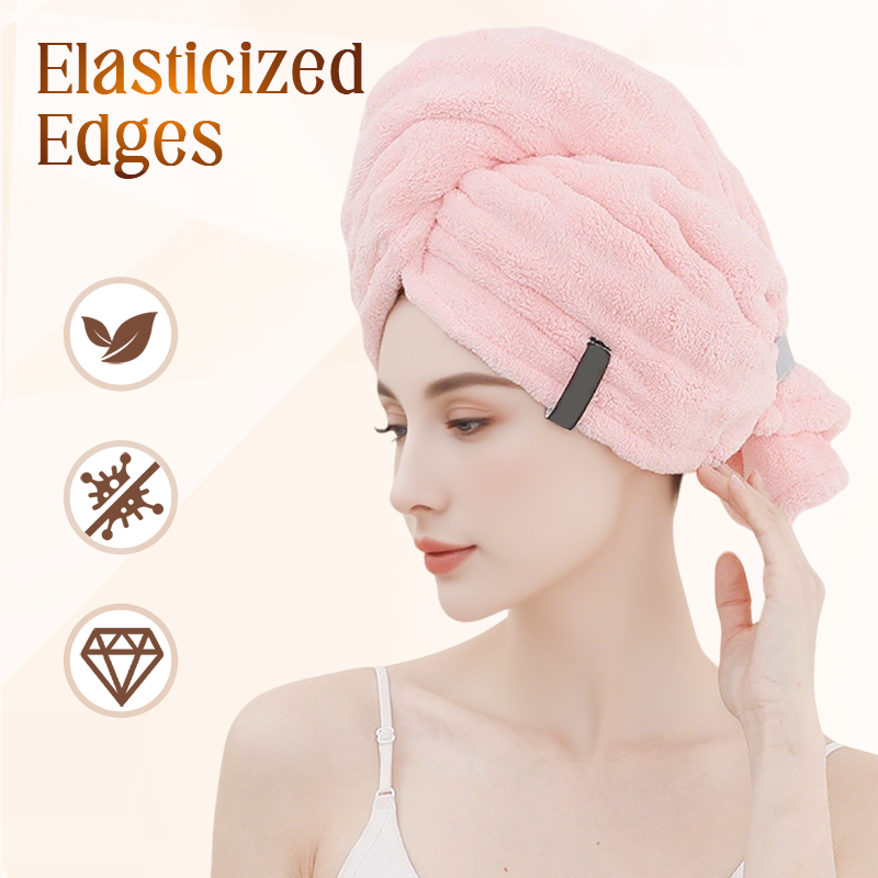 🛁 Grande serviette pour cheveux avec bande élastique sécurisée pour femmes