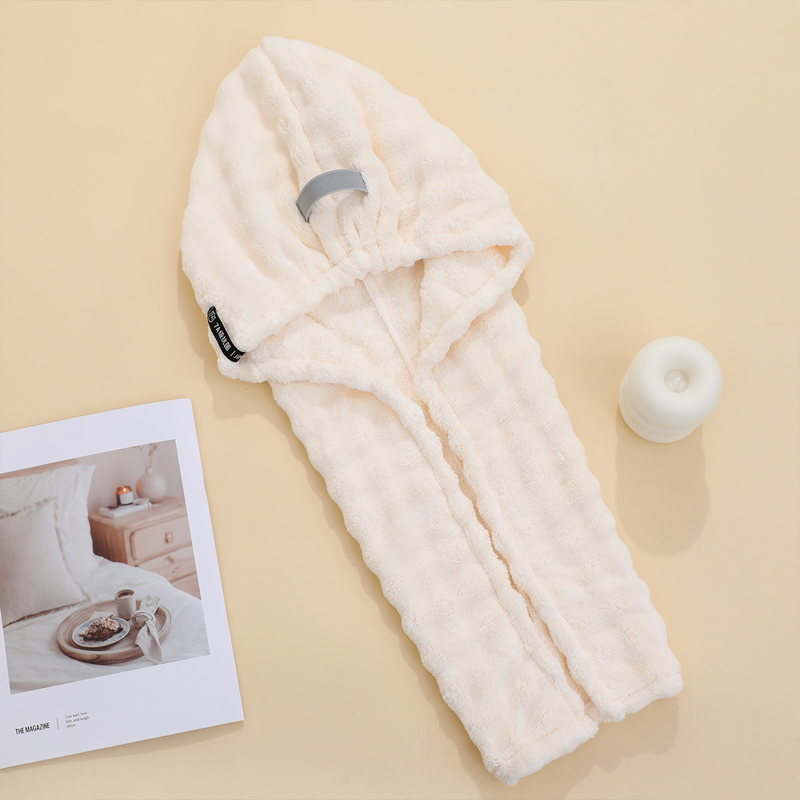 🛁 Grande serviette pour cheveux avec bande élastique sécurisée pour femmes