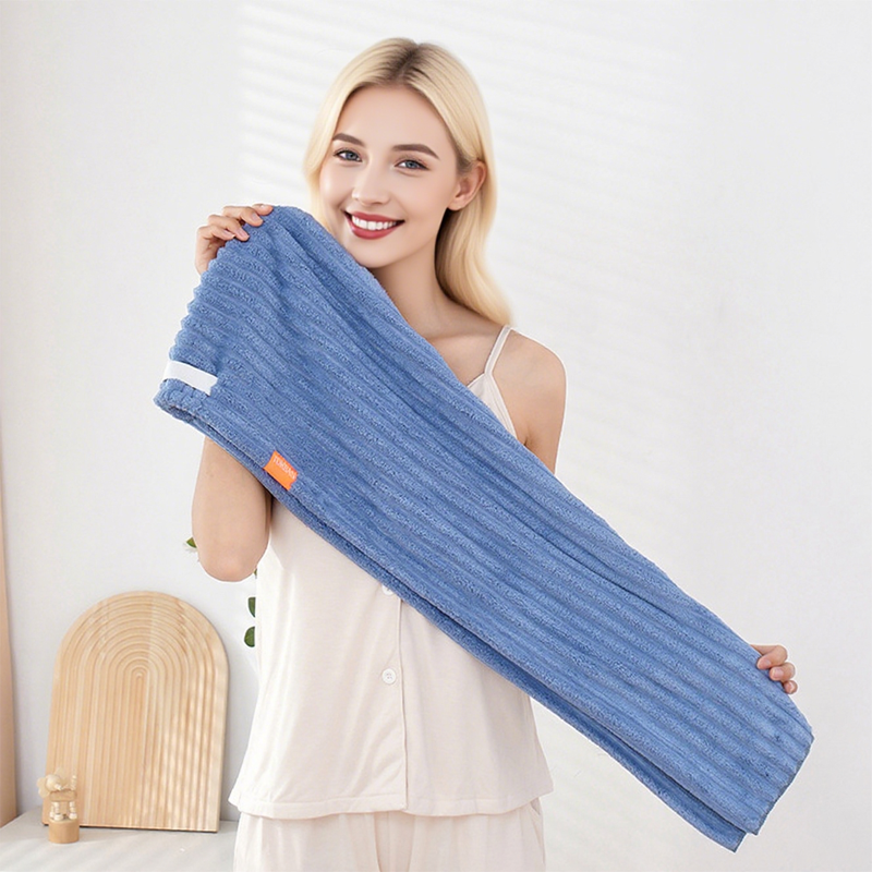 🛁 Grande serviette pour cheveux avec bande élastique sécurisée pour femmes