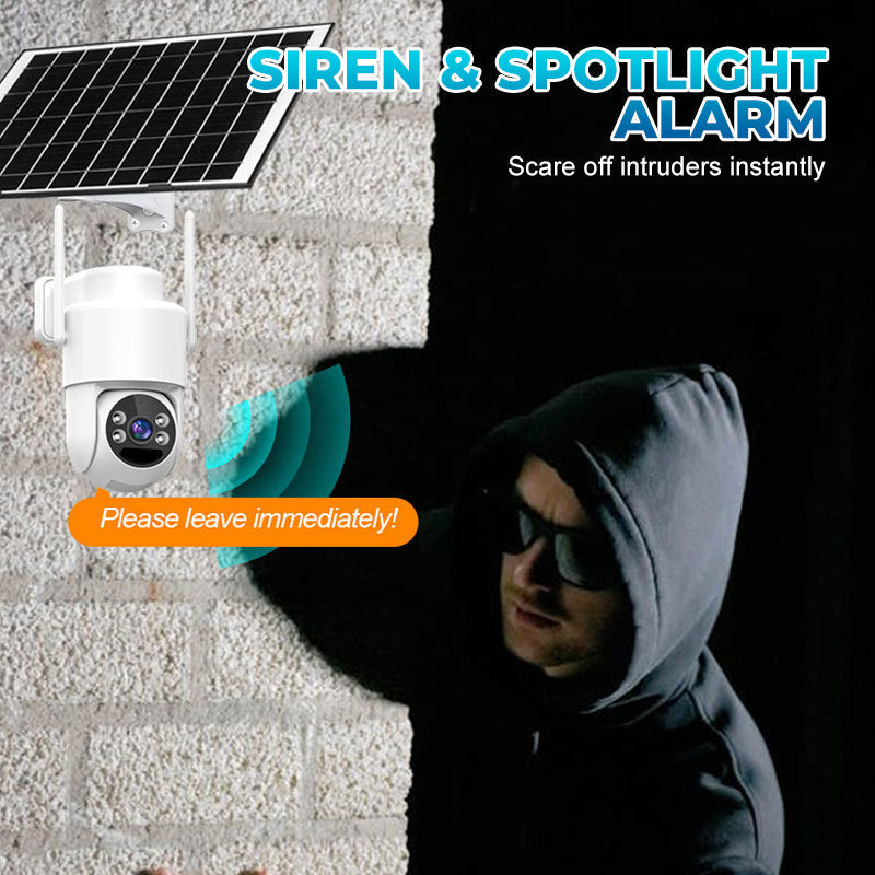 Caméra de sécurité sans fil à énergie solaire avec alarme