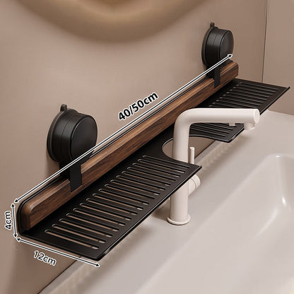 Étagère de Salle de Bain à Ventouse en Noyer