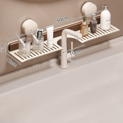 Étagère de Salle de Bain à Ventouse en Noyer