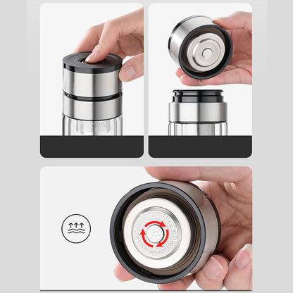 Tasse à thé portable en verre borosilicate à double paroi