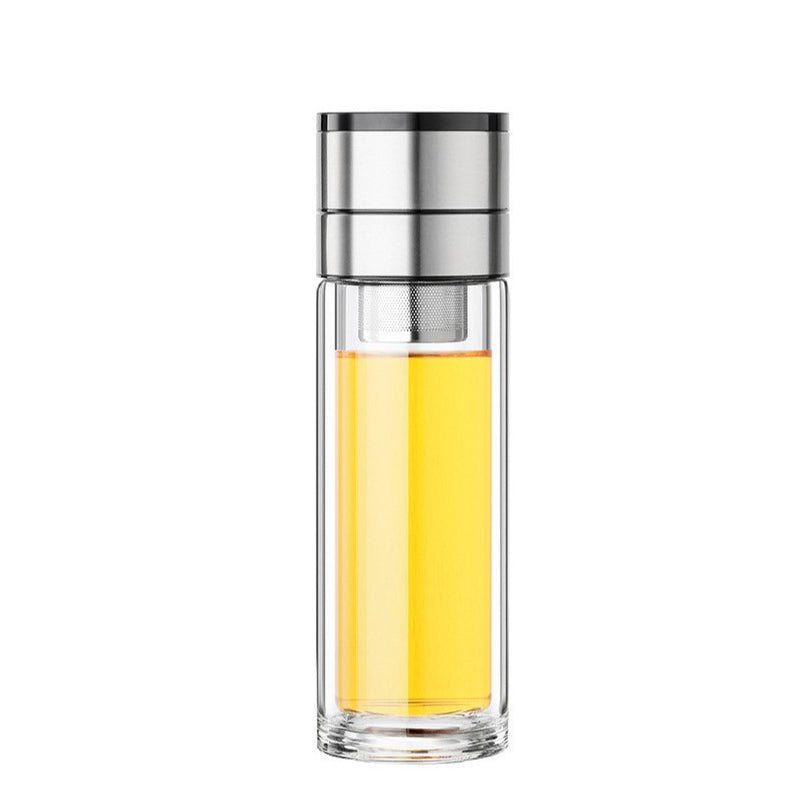 Tasse à thé portable en verre borosilicate à double paroi