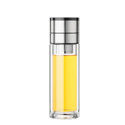 Tasse à thé portable en verre borosilicate à double paroi