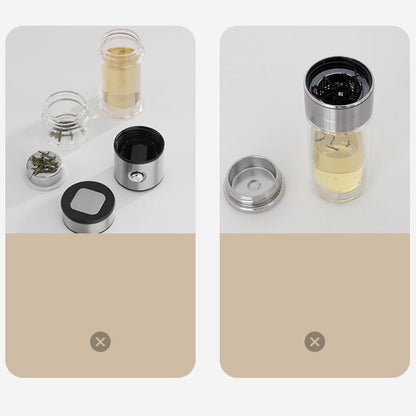 Tasse à thé portable en verre borosilicate à double paroi