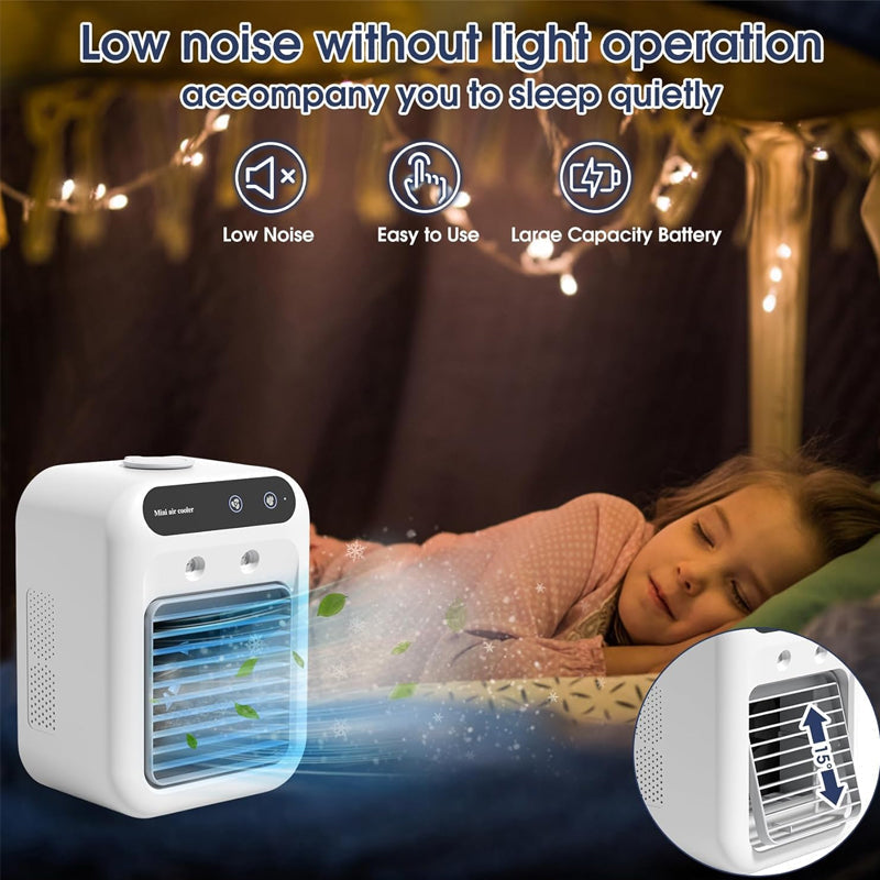 ❄️ 60% DE RÉDUCTION! 💧 Mini Climatiseur Portable – Refroidisseur & Humidificateur 3-en-1, Idéal pour la Maison, le Bureau & le Camping 🏕️