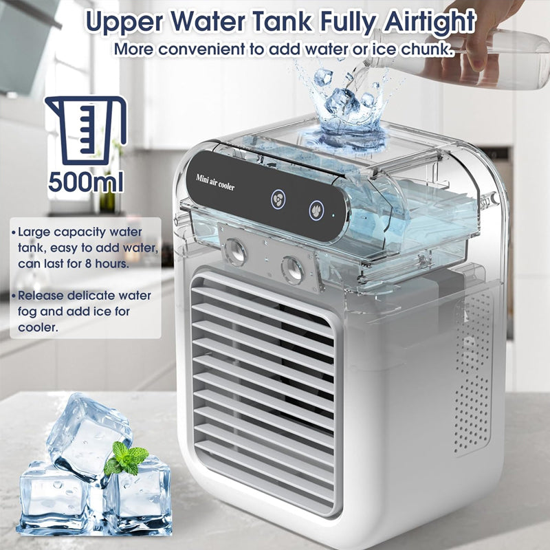 ❄️ 60% DE RÉDUCTION! 💧 Mini Climatiseur Portable – Refroidisseur & Humidificateur 3-en-1, Idéal pour la Maison, le Bureau & le Camping 🏕️