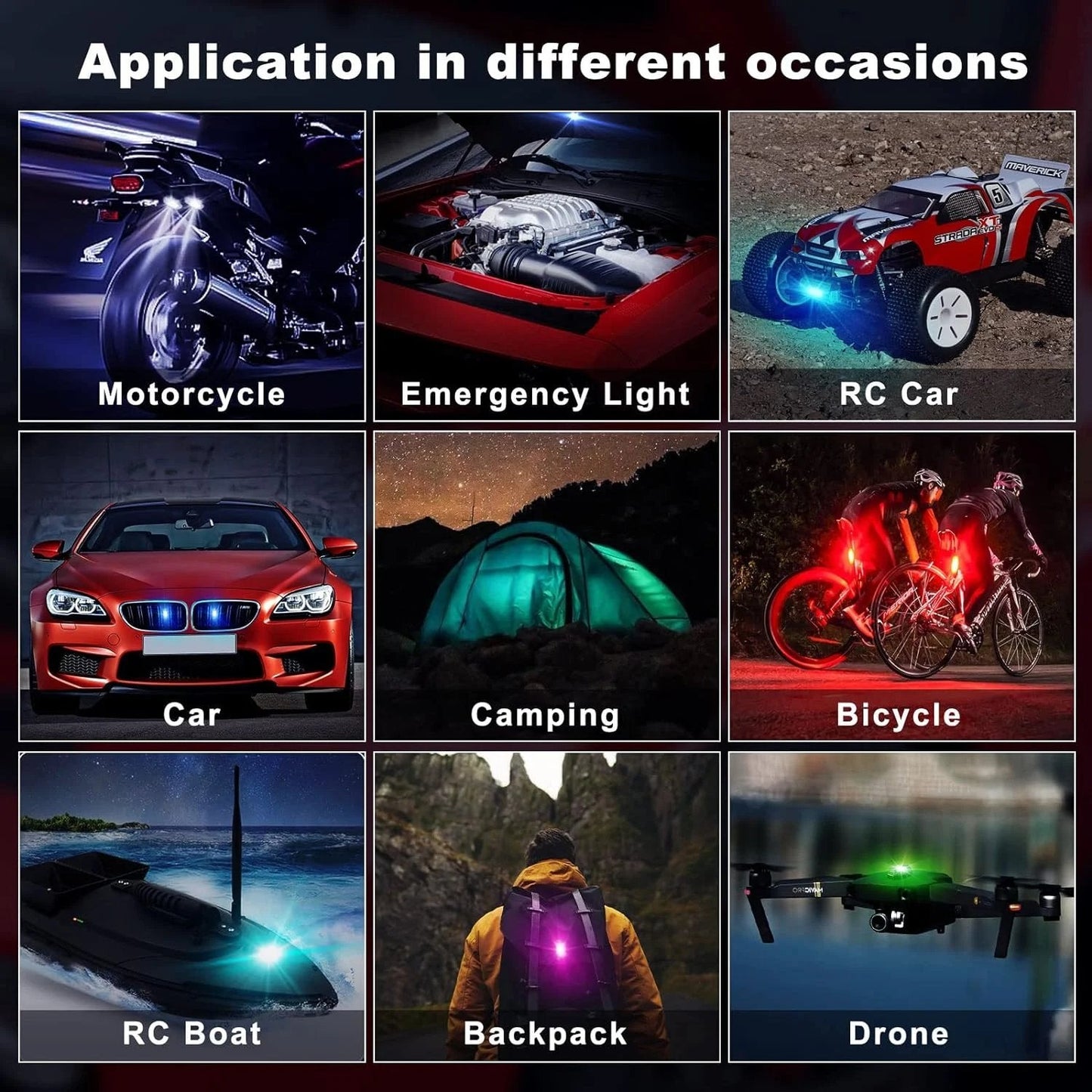 8 couleurs Lampes LED sans fil avec télécommande