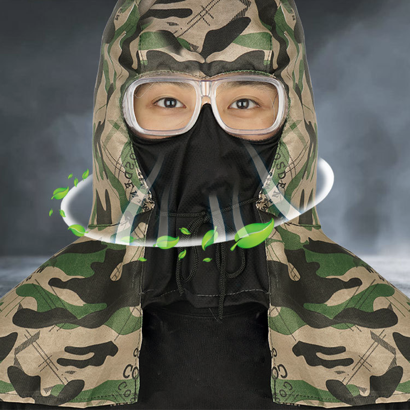 Poncho multifonctionnel étanche à la poussière avec capuche, masque facial et lunettes anti-buée