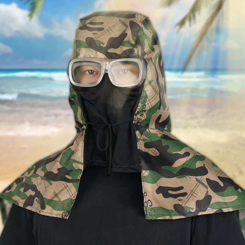Poncho multifonctionnel étanche à la poussière avec capuche, masque facial et lunettes anti-buée