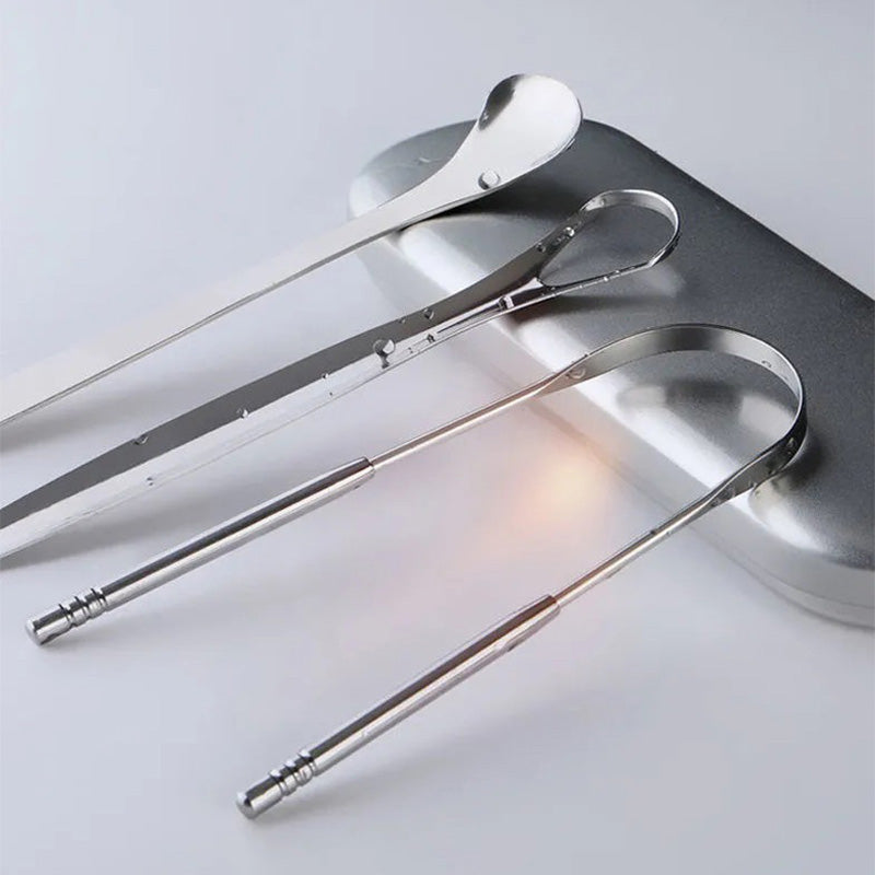 Ensemble de grattoirs de langue en acier inoxydable