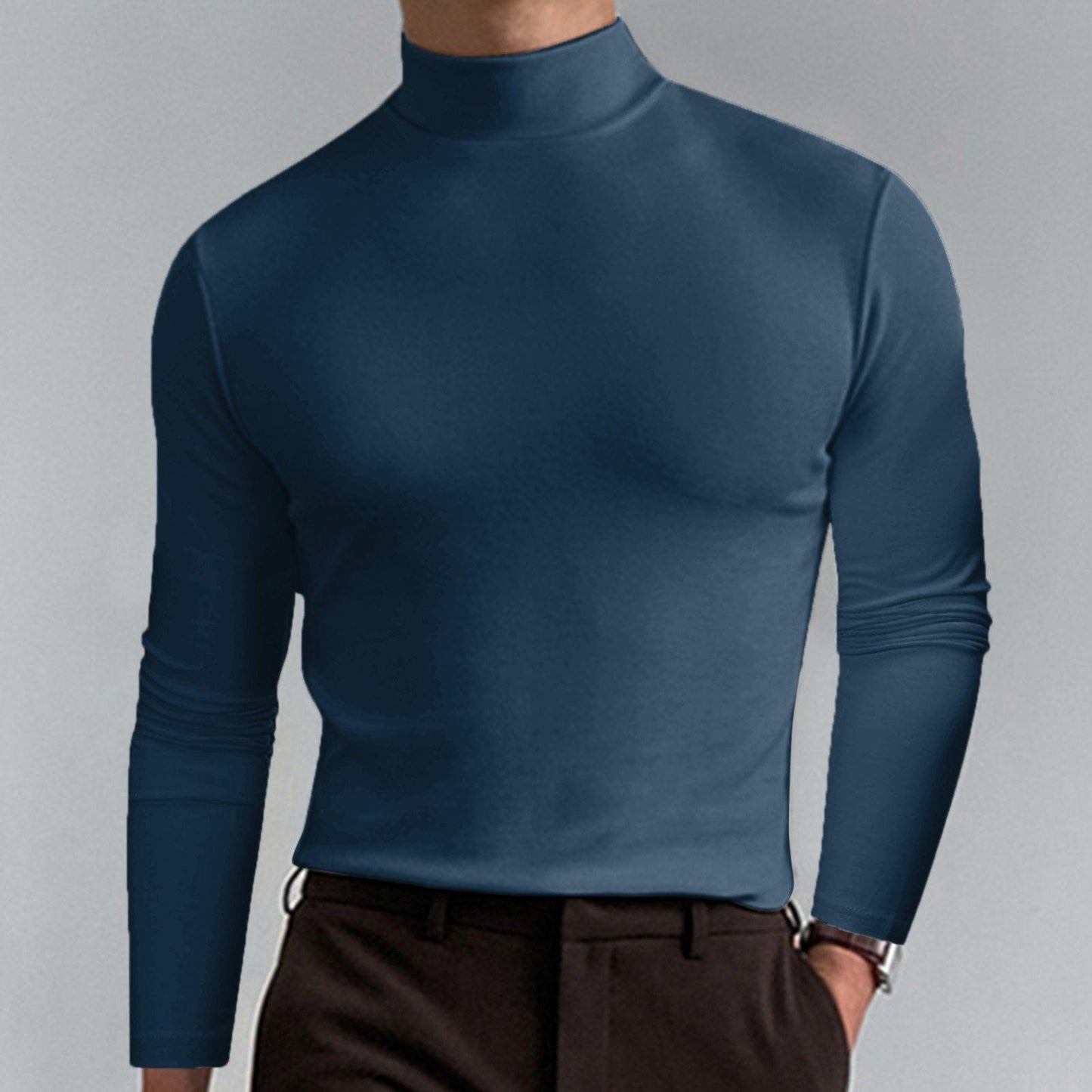 T-shirt à manches longues et col montant pour hommes