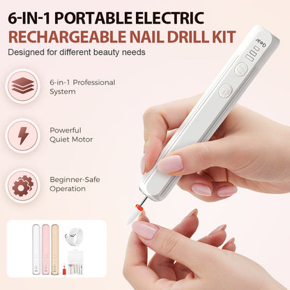 Kit de perceuse à ongles électrique rechargeable portable 6 en 1
