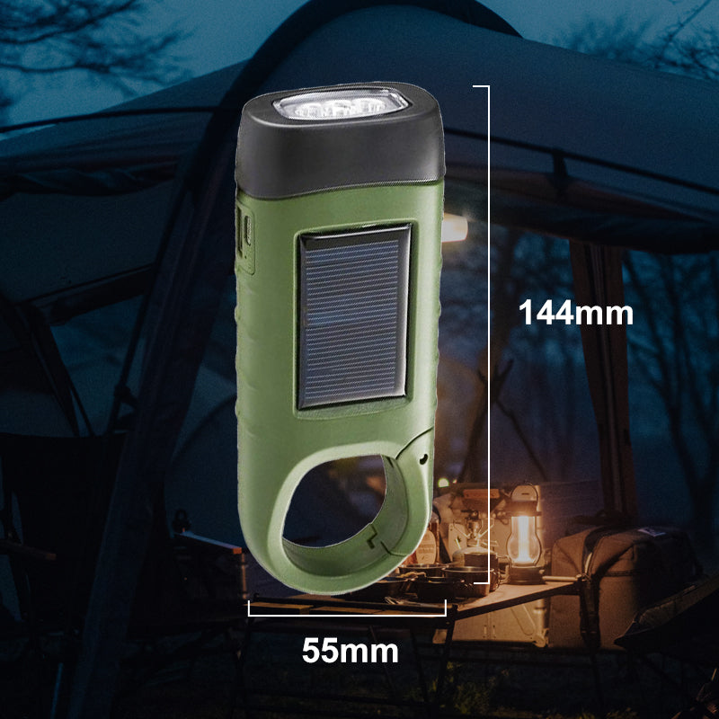Lampe d'urgence extérieure (manivelle à main + solaire + charge USB)