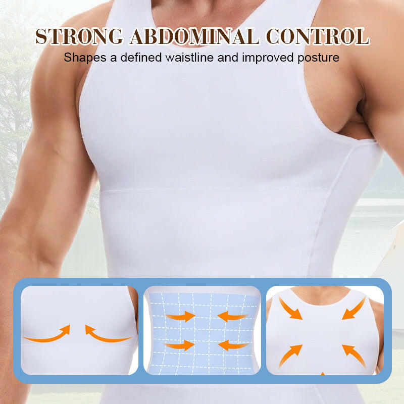 Débardeur de compression uni pour homme avec contrôle abdominal