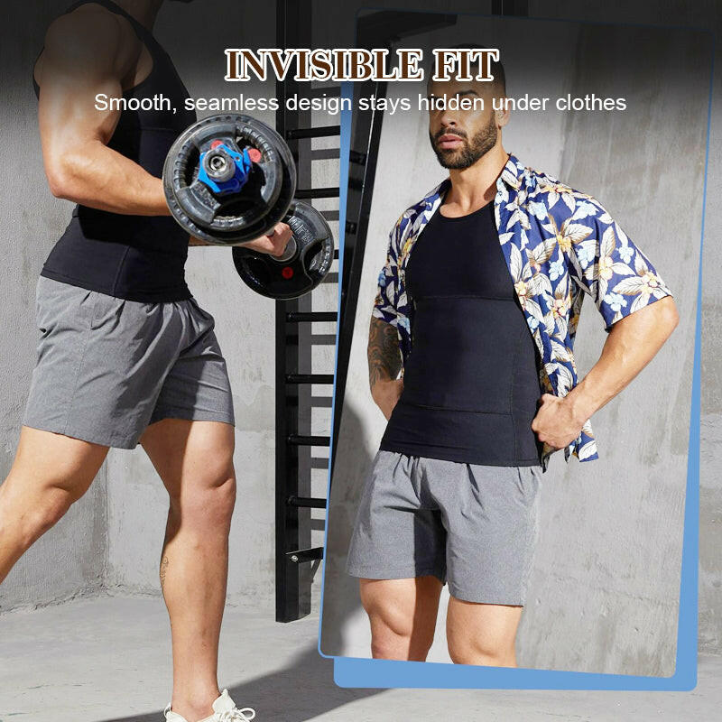 Débardeur de compression uni pour homme avec contrôle abdominal