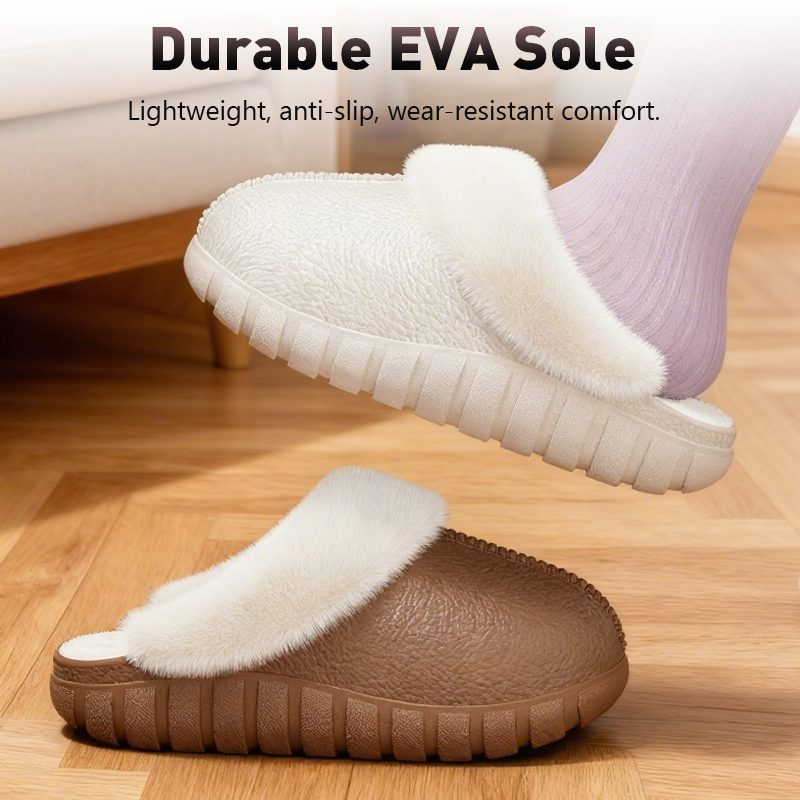 Chaussons en coton doublés de peluche avec talon recouvert -🥰La doublure est amovible et lavable en machine !