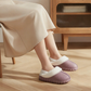 Chaussons en coton doublés de peluche avec talon recouvert -🥰La doublure est amovible et lavable en machine !