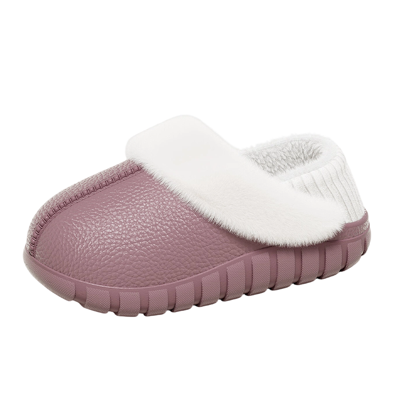 Chaussons en coton doublés de peluche avec talon recouvert -🥰La doublure est amovible et lavable en machine !