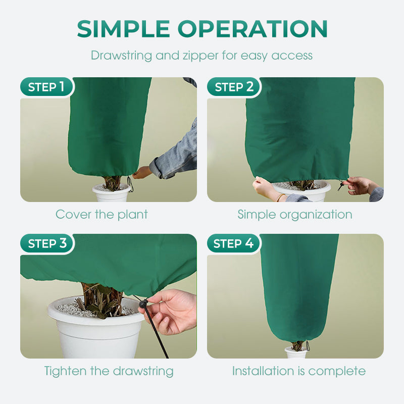 Housse d'hiver anti-gel pour plantes avec fermeture éclair et cordon de serrage