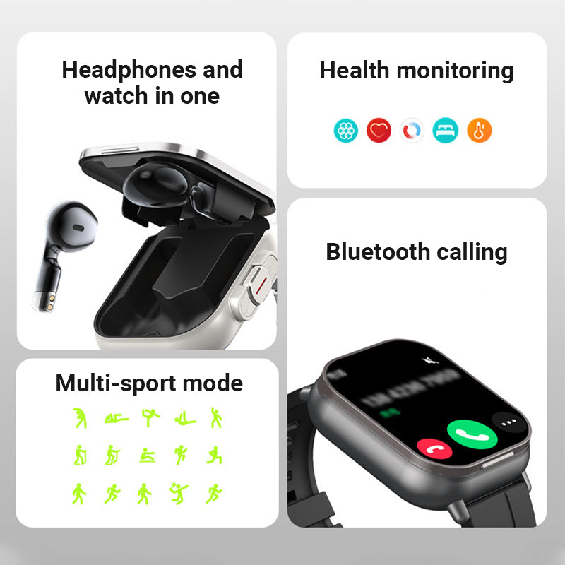 🔥Nouvelle vente exceptionnelle 2025🔥 Écouteurs Bluetooth 2 en 1 Smartwatch