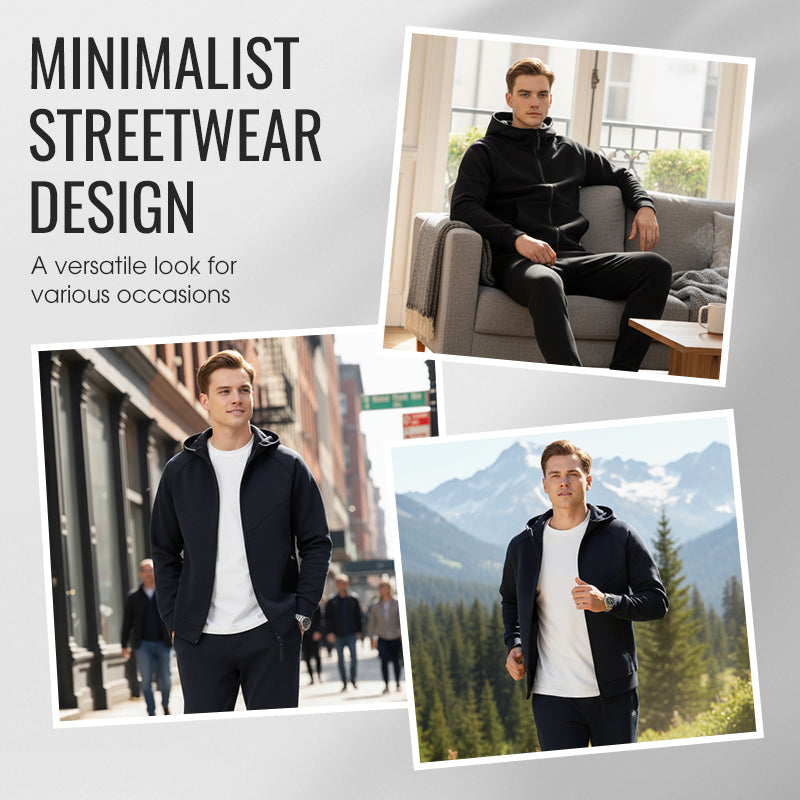 Ensemble survêtement à capuche et fermeture éclair pour homm