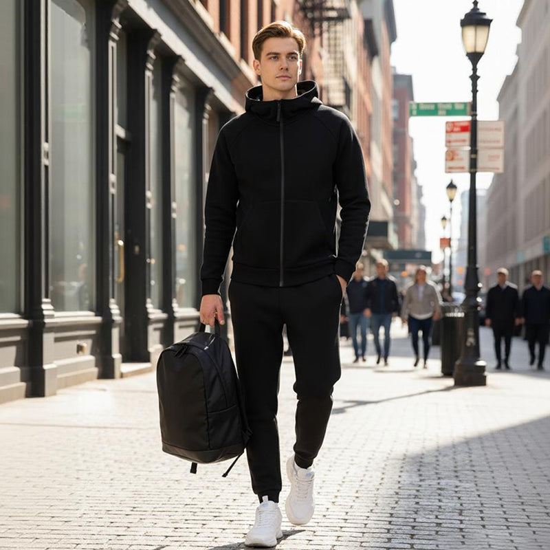 Ensemble survêtement à capuche et fermeture éclair pour homm