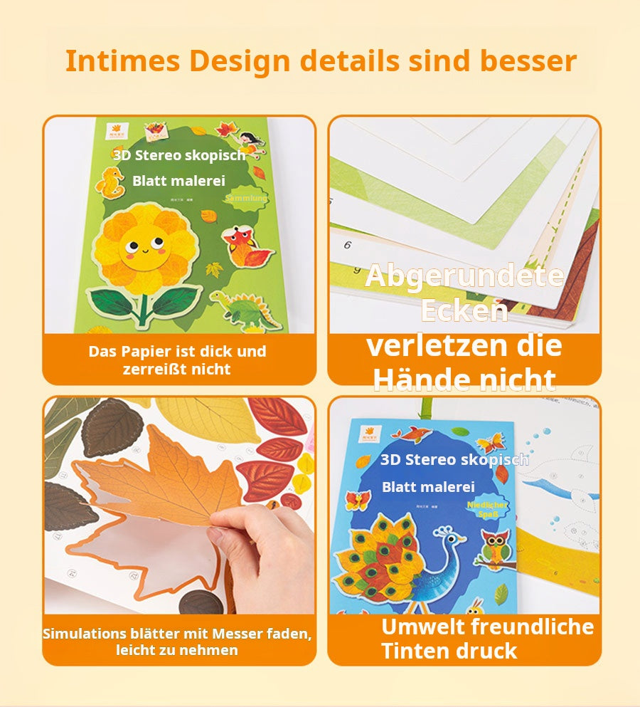 Tableau de Feuilles en 3D - Kit de Création Manuelle pour Enfants (avec Spécimens de Plantes)