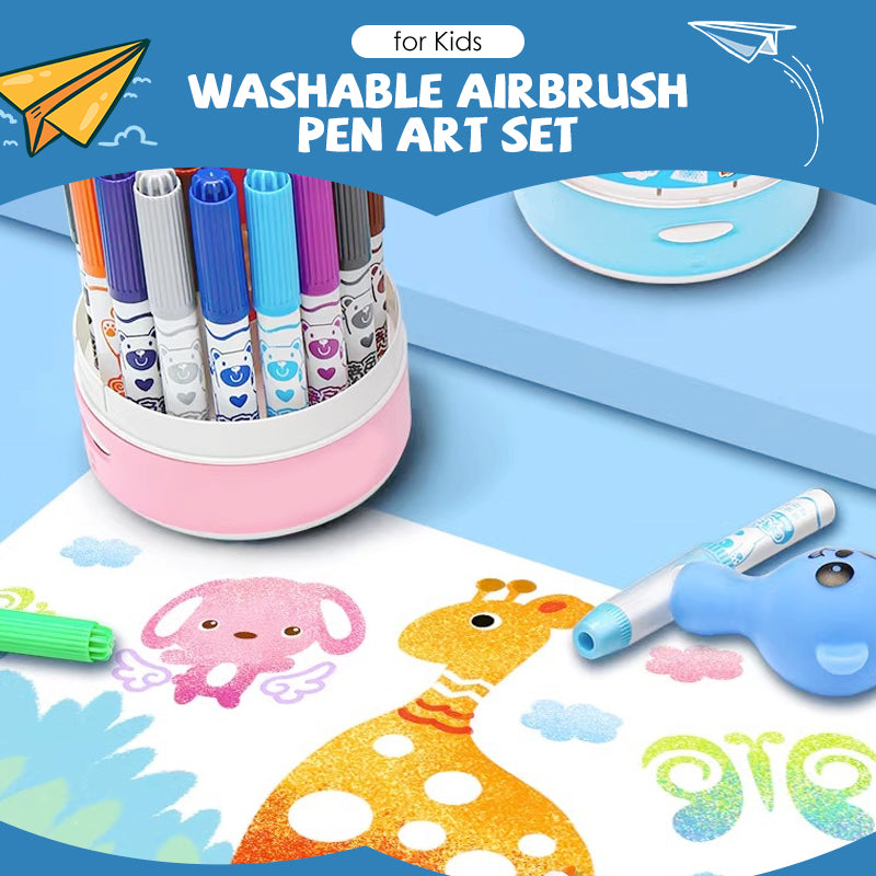 Ensemble artistique vibrant pour enfants avec stylos aérographes lavables