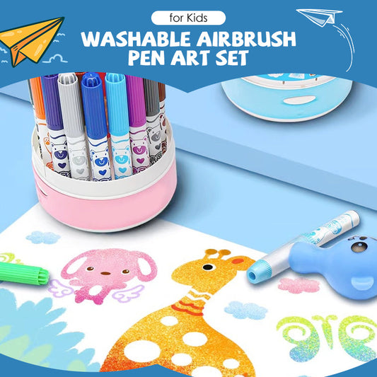 Ensemble artistique vibrant pour enfants avec stylos aérographes lavables