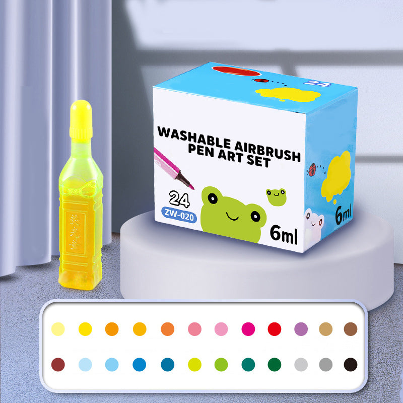 Ensemble artistique vibrant pour enfants avec stylos aérographes lavables