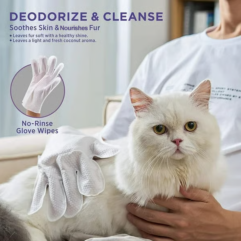 🔥 VENTE LIMITÉE – 50 % de réduction ! Gants de toilettage sans rinçage pour chiens et chats : neutralisent les odeurs, antibactériens & ultra-doux 🐾🧼