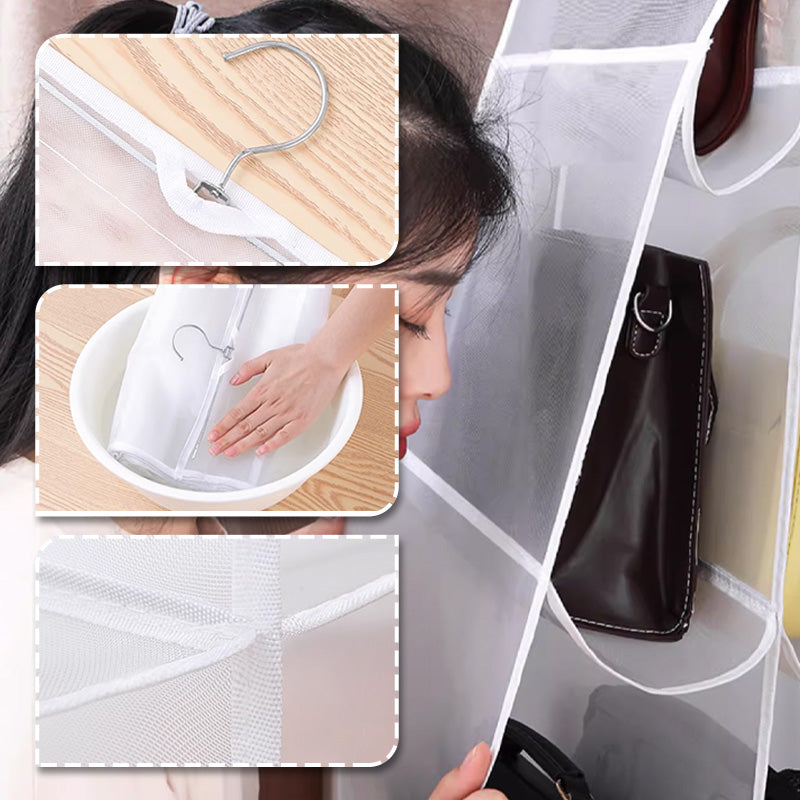 🔥50% DE RÉDUCTION !🌟Organisateur de Sac Suspendu💖6/8 Poches Transparentes Anti-Poussière, Gain de Place & Design Double Face