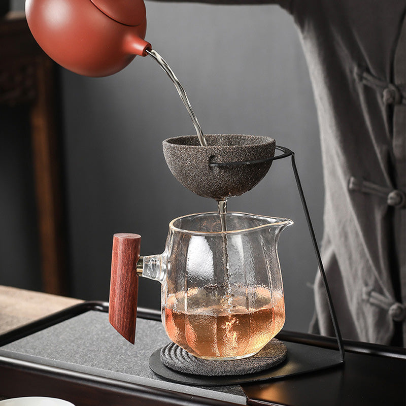 Filtre à thé et à café avec support - Ensemble de filtration professionnel : céramique microperforée + support stable