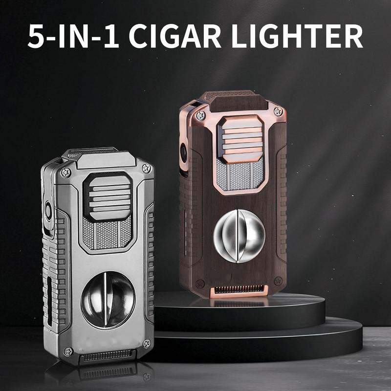 🔥 50 % de réduction – Briquet torche rechargeable 5 en 1 avec coupe-cigare, perforateur & support intégré ! Cadeau idéal 🎁
