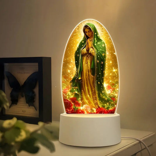 🙏Veilleuse LED acrylique inspirante à thème religieux✝️Lampe de prière de la Vierge