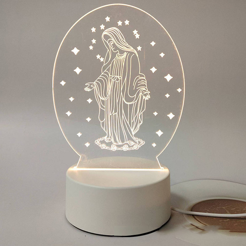 🙏Veilleuse LED acrylique inspirante à thème religieux✝️Lampe de prière de la Vierge