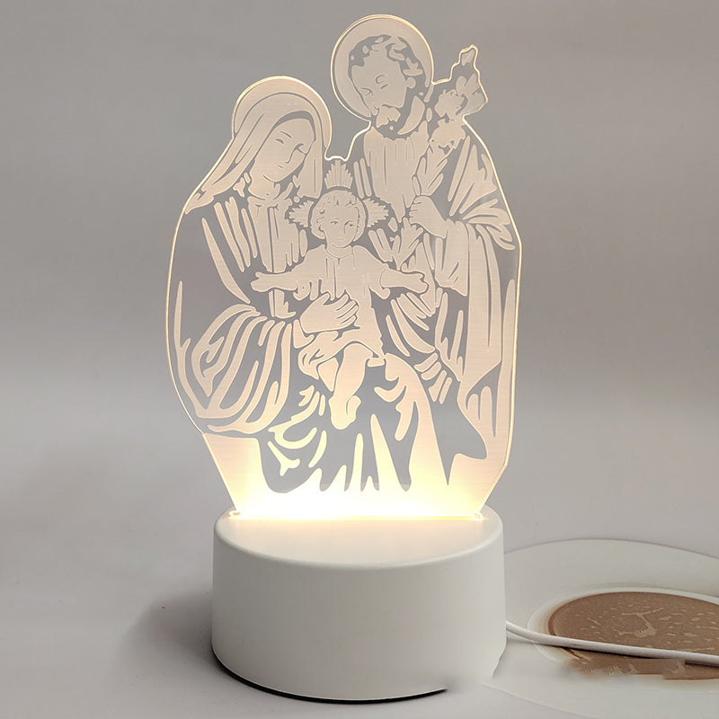 🙏Veilleuse LED acrylique inspirante à thème religieux✝️Lampe de prière de la Vierge