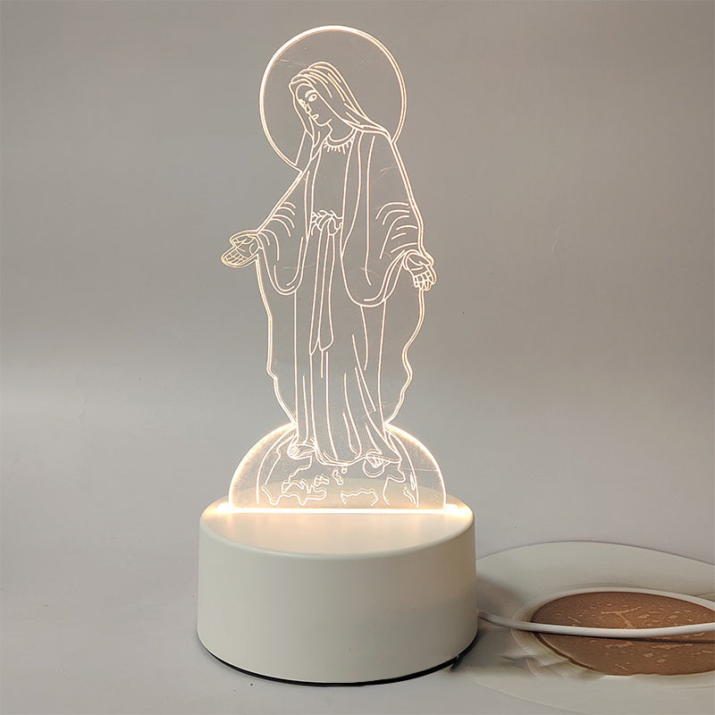 🙏Veilleuse LED acrylique inspirante à thème religieux✝️Lampe de prière de la Vierge