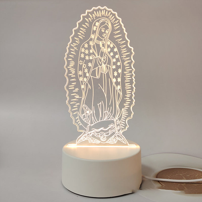 🙏Veilleuse LED acrylique inspirante à thème religieux✝️Lampe de prière de la Vierge